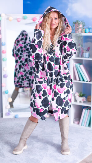 Oversize softshell kurtka oRajUU – print Krowie Łatki