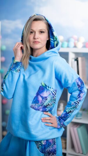 Dres na Stres MUUkreacje print morski kleks i blue monstera komplet dresowy oversize