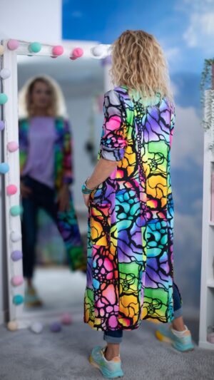 Długa marynarka dresowa MUUkreacje print Neuuro oversize damska jedna modelka